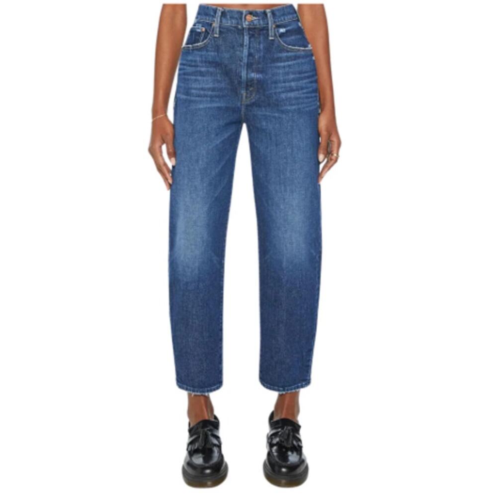 Mother Denim The Curbside Flood Jeans Yee Haw Dark Wash Blue 29 Barrel Straight